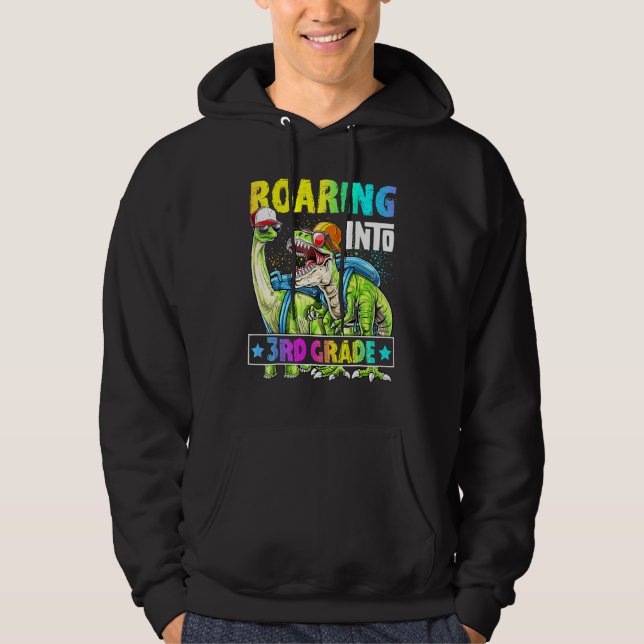 Roaring till 3Rd Klass Dinosaur Back to school Boy Hoodie (Framsida)