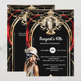 Roaring twenties african american flapper 1920's inbjudningar