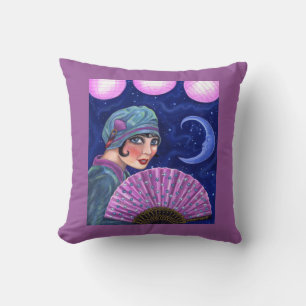 Roaring Twenties Flapper Girl Fläkt Måne Stars Kudde
