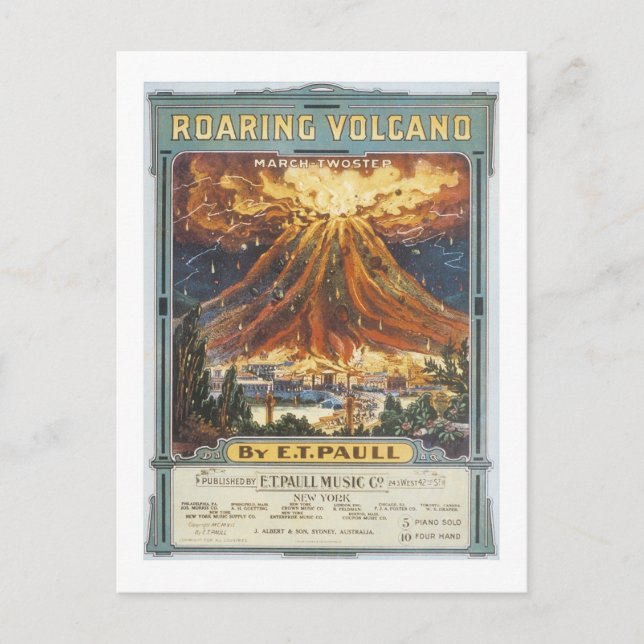 Roaring Volcano Vintage Songbook Cover Vykort (Framsida)