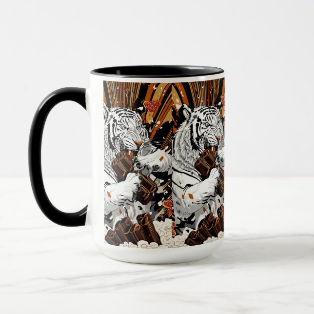 Roaring White Tiger – Bold Morning Energy Mugg (Vänster)