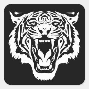 Roaring White Tiger Fyrkantigt Klistermärke