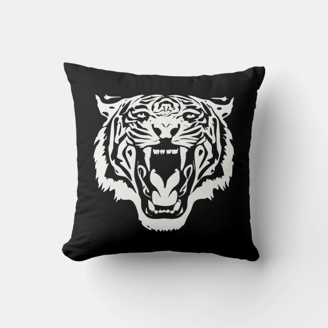 Roaring White Tiger Kudde (Framsida)