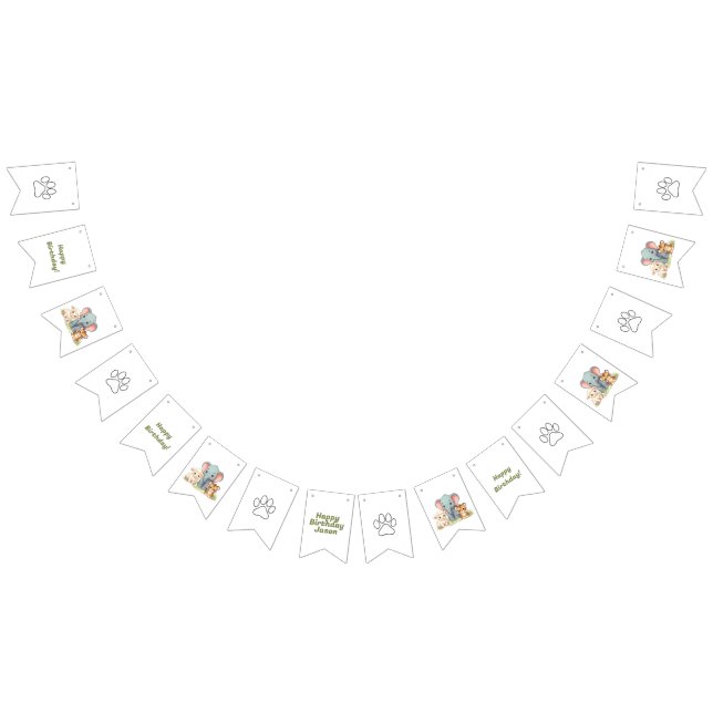 Roaring Zoo Birthday Bunting Flaggor (Alla)