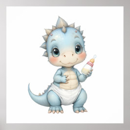 Roarsome Baby Dino Print - Cute plantskolor decor Poster
