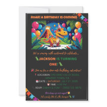 Roarsome Dino Birthday Card – Editable