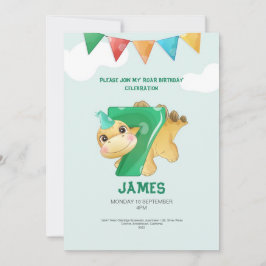 Roarsome Dinosaur 7:e Födelsedagsfest inbjudan