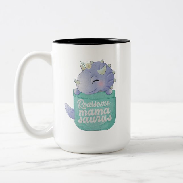 Roarsome Mamasaurus Två-Tonad Mugg (Vänster)