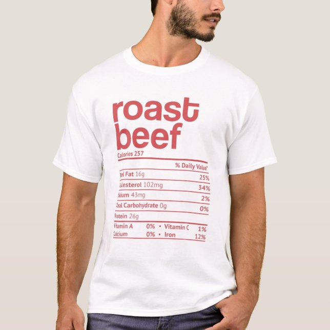 Roast Beef Nutrition Fact Funny Thanksgiving Chris T Shirt (Framsida)