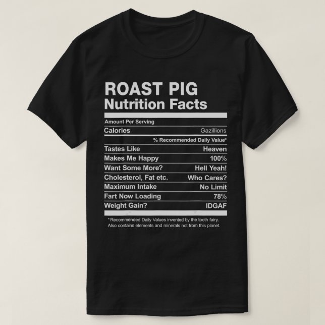 Roast Gris Nutrition Facts Funny Graphic T Shirt (Design framsida)