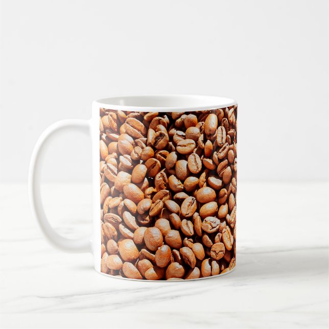 roasted aromatic coffee beans in sunlight, coffee  kaffemugg (Vänster)