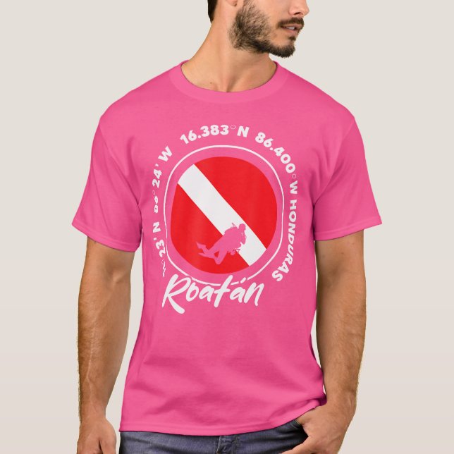 Roatan Diving Dive Flagga T Shirt (Framsida)