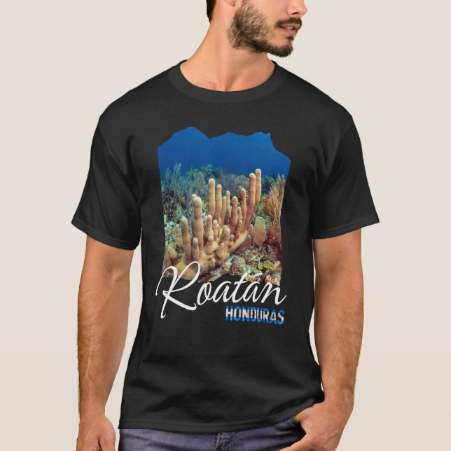 Roatan Honduras Coral Reef Dyka Roatan T Shirt (Framsida)