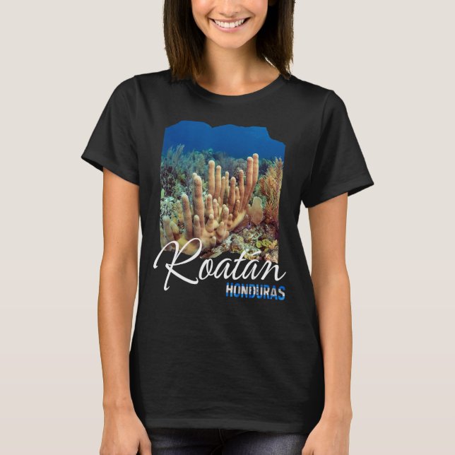 Roatan Honduras Coral Reef Dyka Roatan T Shirt (Framsida)