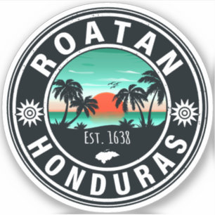 Roatán Honduras Island Retro Sunset Souvenirs 80-t Klistermärken