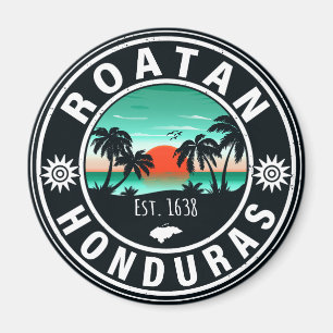 Roatán Honduras Island Retro Sunset Souvenirs 80-t Magnet
