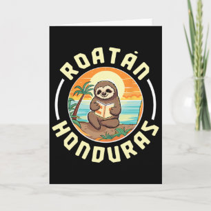 Roatan Honduras Semester Sloth Strand Sommar Män K Kort