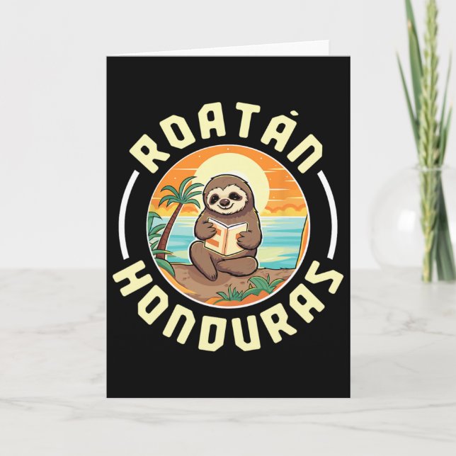 Roatan Honduras Semester Sloth Strand Sommar Män K Kort (Framsida)