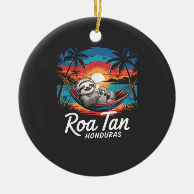 Roatan Senglazy, Roatan Honduras Senglazy, Roatan  Julgransprydnad Keramik (Framsidan)