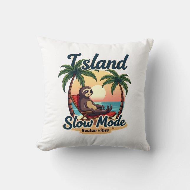 Roatan Sloth Vintage Island Relax Graphic 2 Kudde (Framsida)