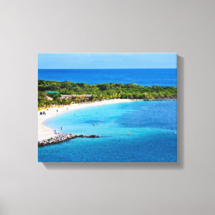 Roatan strand slågen in kanvastryck
