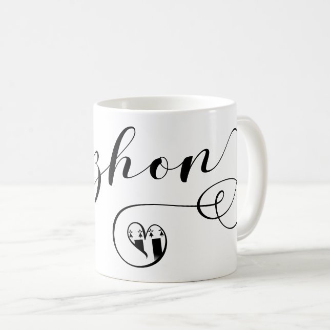 Roazhon, Rennes Flagga in Heart, Bretonska Kaffemugg (Framsida höger)