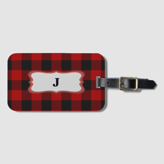 Rob Roy Tartan Red & Black Bag Märkre & Biz Card-p Bagagebricka (Framsida horisontal)