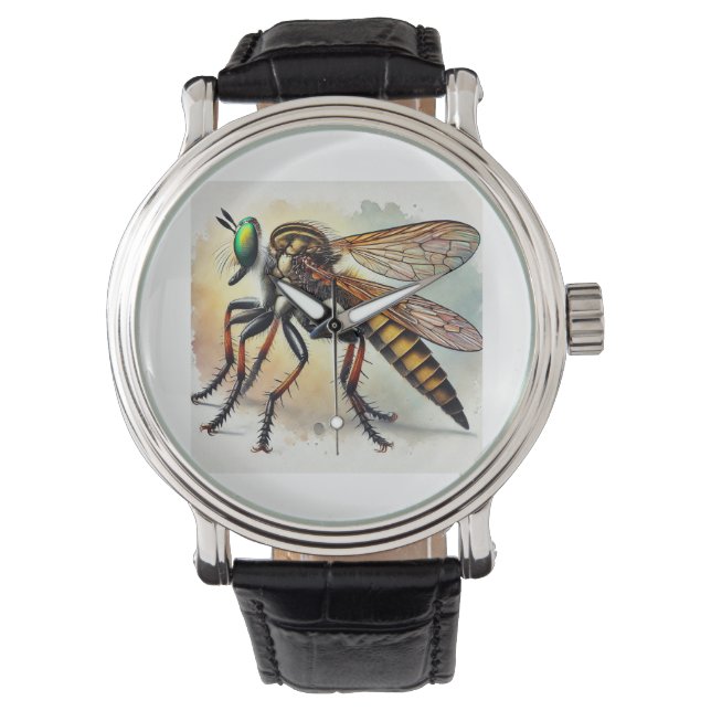 Robber Fly 131024IREF221 - Watercolor Armbandsur (Framsida)