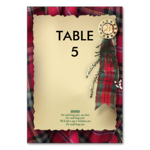 Robbie Burns Formal Bord-markör Bordsnummer