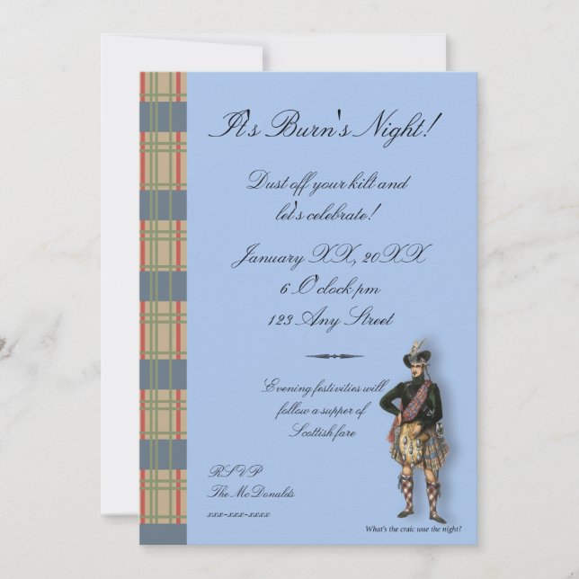 Robbie Burns nattinbjudan Inbjudningar (Framsida)