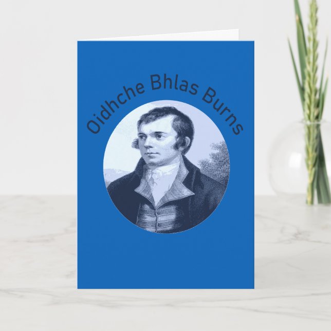 Robbie Burns - Oidhche Bhlas Burns Blue Text Helgkort (Framsida)