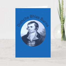 Robbie Burns - Oidhche Bhlas Burns Blue Text Helgkort