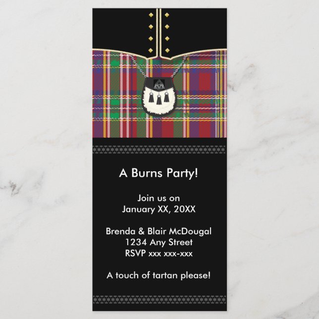 Robbie Burns party inbjudan contemporary (Framsida)