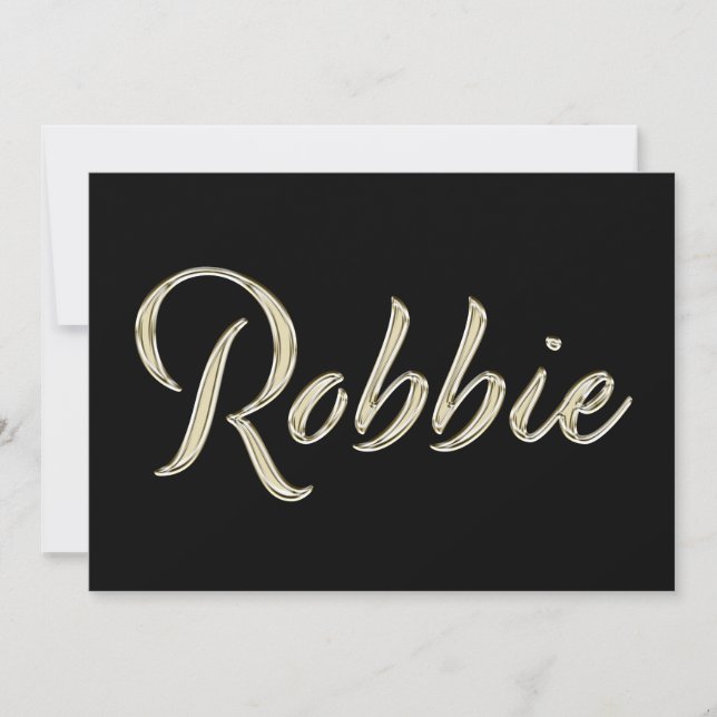 Robbie Name white gold Handwriting Karte Kort (Framsida)