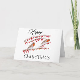 Robbins sitta på snö julkort kort