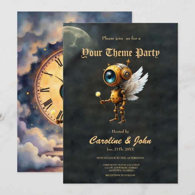 Robby den bevingade tidshållaren – Wings of Time-s Inbjudningar (Fram/baksida)