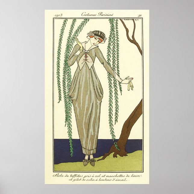 Robe de taffetas gris, av George Barbier Poster (Framsidan)