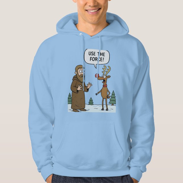Robed Monk and Reindeer Winter Scene Hoodie (Framsida)