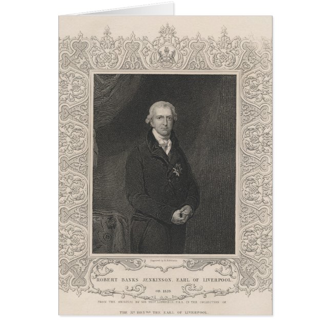 Robert Banker Jenkinson, 2nd Earl of Liverpool Hälsningskort (Framsidan)
