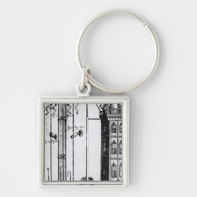 Robert Boyles utveckling av vatten pumpar Fyrkantig Silverfärgad Nyckelring (Framsidan)