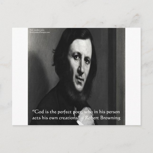 Robert Browning Gud fullkomlig poet Citat Vykort (Framsida)