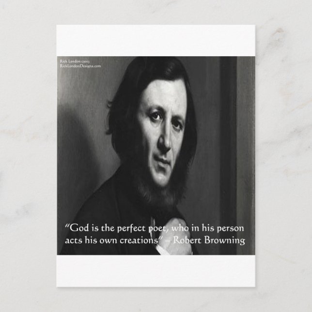 Robert Browning Gud fullkomlig poet Citat Vykort (Framsida)