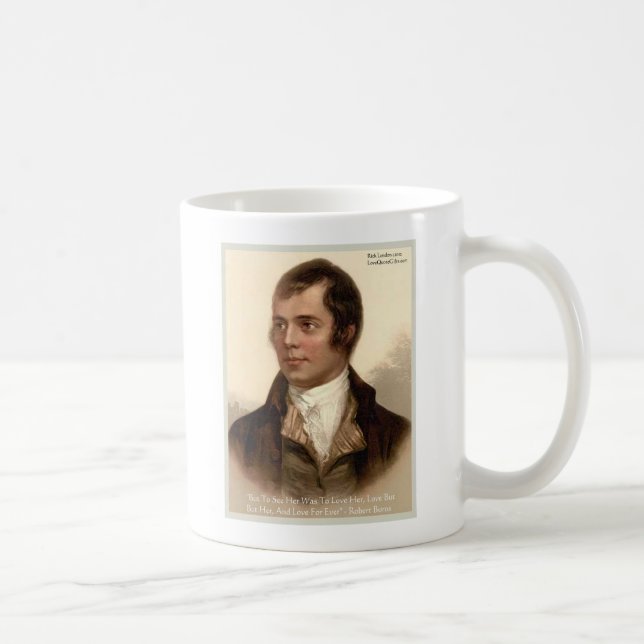 Robert Burns "Att känna henne" Kärlekscitat gåvor  Kaffemugg (Höger)
