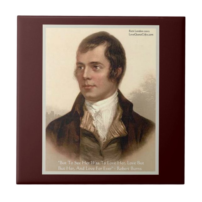 Robert Burns "Att känna henne" Kärlekskvotstegel Kakelplatta (Framsidan)