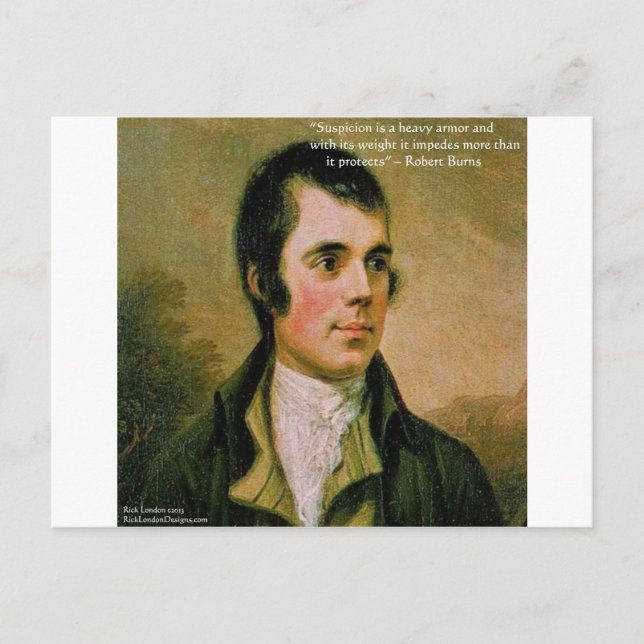 Robert Burns & Berömd misstänksamhets-citat Vykort (Framsida)