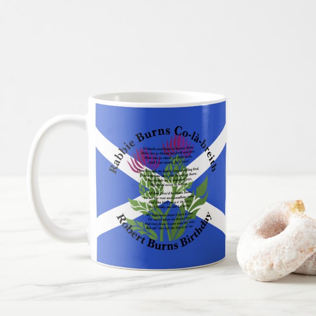 Robert Burns Birthday Dikt Thistle Flagga Kaffemugg (Med munk)