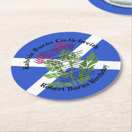 Robert Burns Birthday Dikt Thistle Flagga Underlägg Papper Rund
