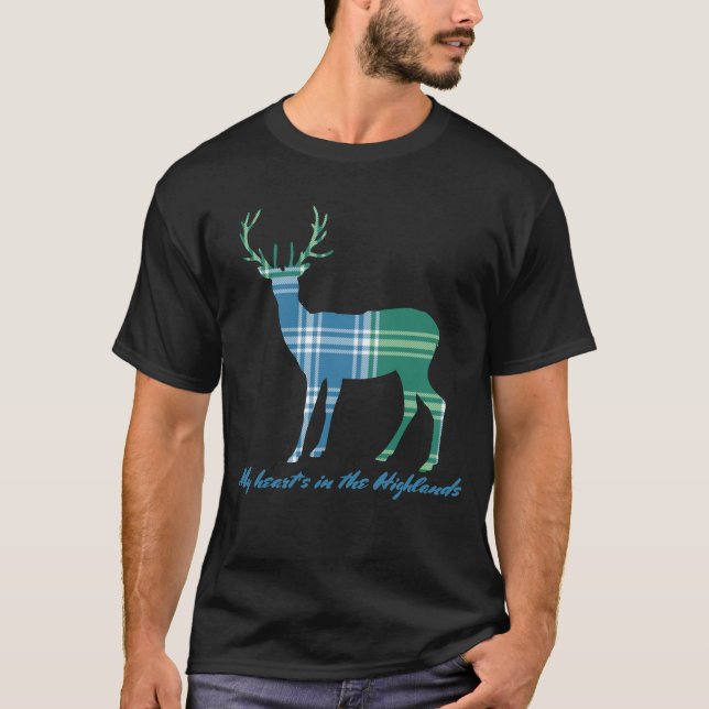 Robert Burns Citat Clan MacDonald Tartan Hjort T-shirt (Framsida)