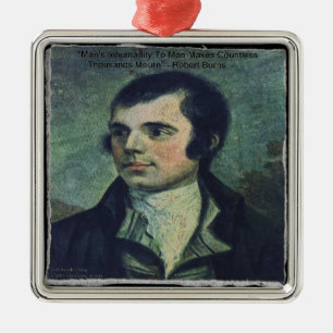 Robert Burns "Människans omänsklighet" Citat Gåvor Julgransprydnad Metall