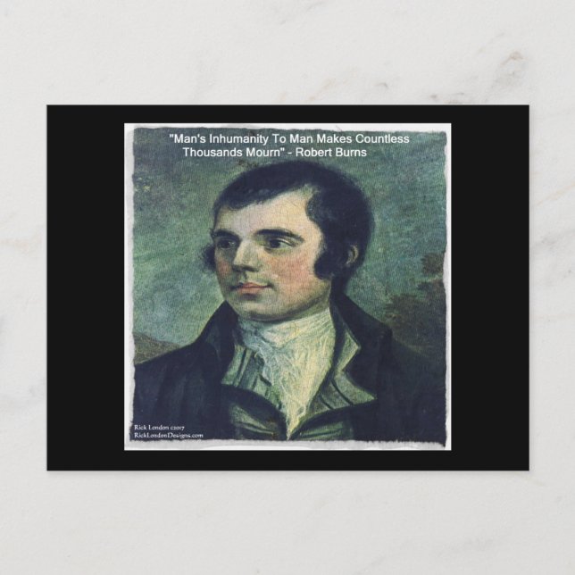 Robert Burns "Människans omänsklighet" Citat Gåvor Vykort (Framsida)